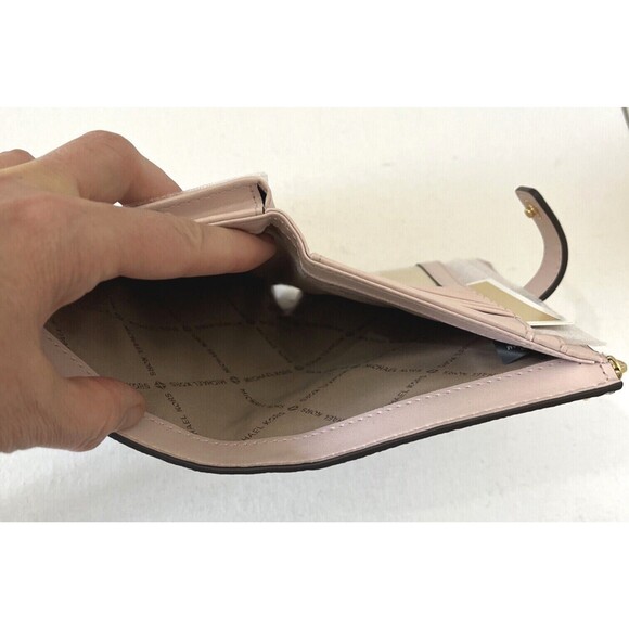 New Michael Kors Jet Set Travel Double zip wristlet wallet Vanilla Powder Blush - Picture 6 of 7